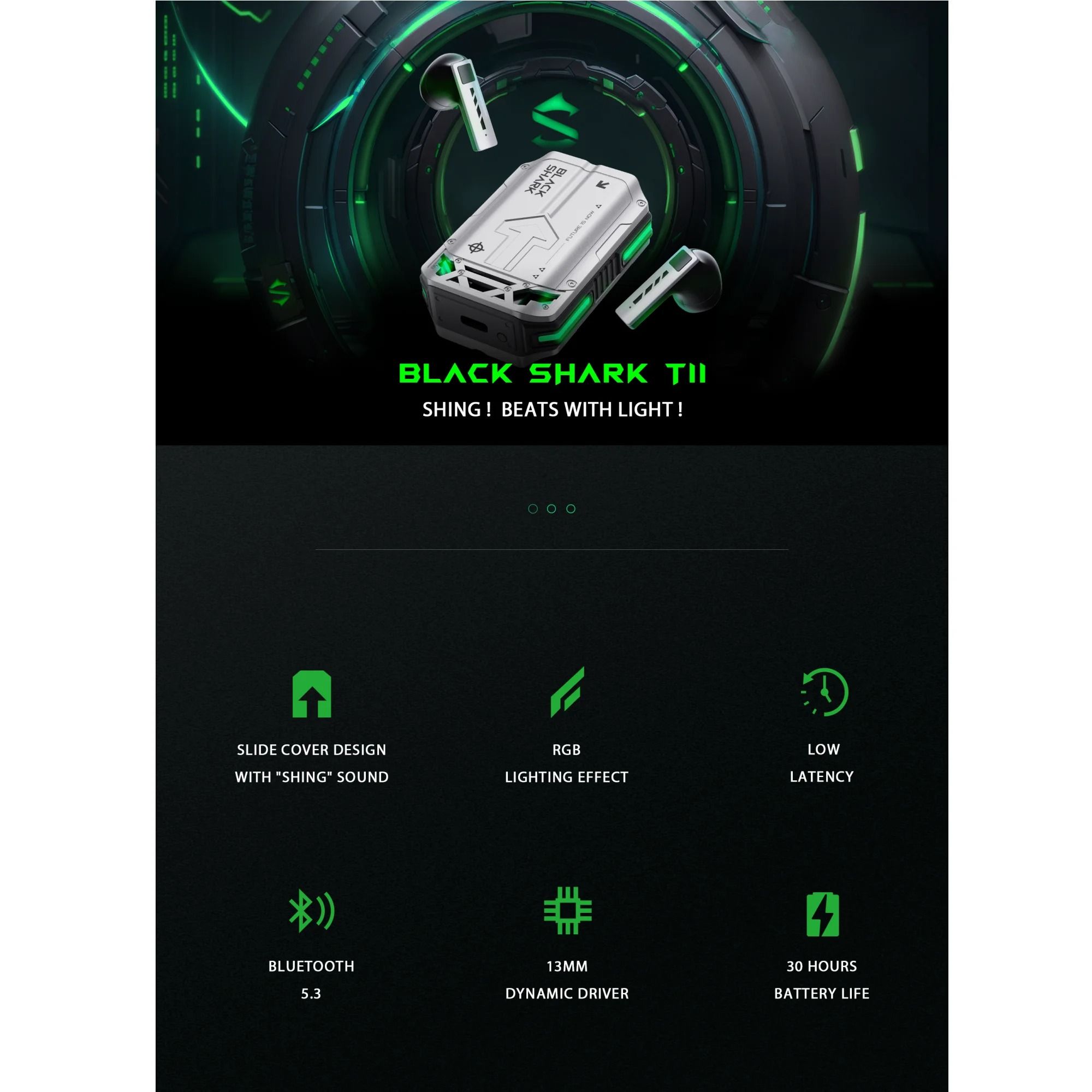 Black Shark T11 TWS Wireless Earbuds with Active Noise Cancellation