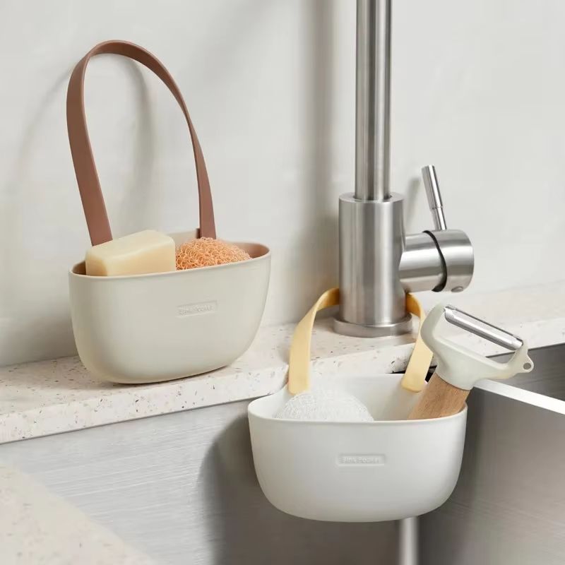 Kitchen Sink Sponge and Soap Holder Drain Basket Organizer
