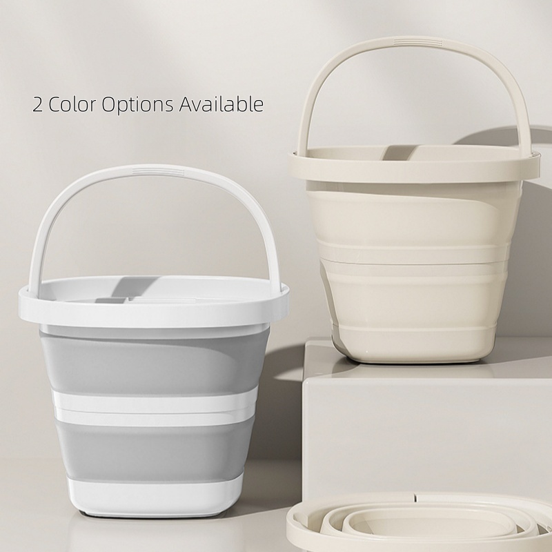 Ultra Flat Collapsible Car Wash Bucket, Vehicle Detailing Tool, Compact Folding Cleaning Bucket for Cars