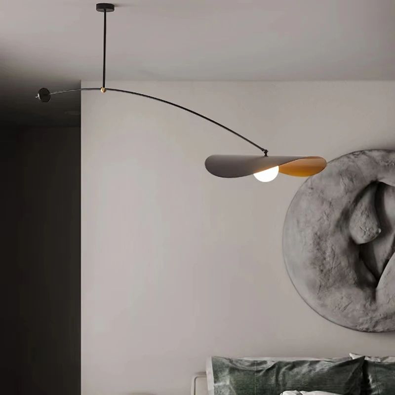 Nordic Novelty LED Long Arm Hat Chandelier, Retro Hanging Lamp for Kitchen Island, Bar, Bedroom & Studys