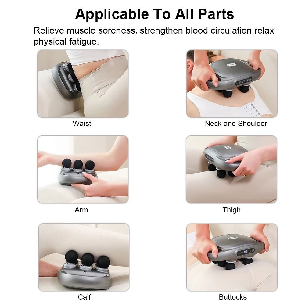 Professional Massage Gun Deep Tissue Massager With 6 Heads High Frequency Muscle Relief