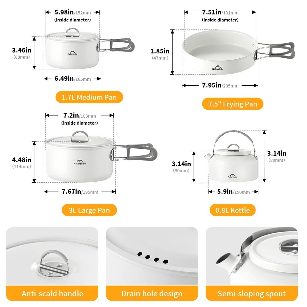 Ceramic Non-Stick Lightweight Camping Cookware Set