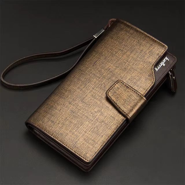 Baellerry Long Men's Wallet – Large Capacity PU Leather Zipper Purse & Card Holder