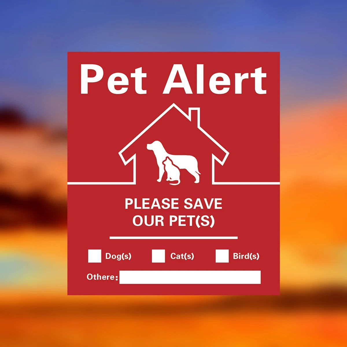 Pet Alert Emergency Window Sticker Save My Pets Safety Decal Static Cling Sign Set