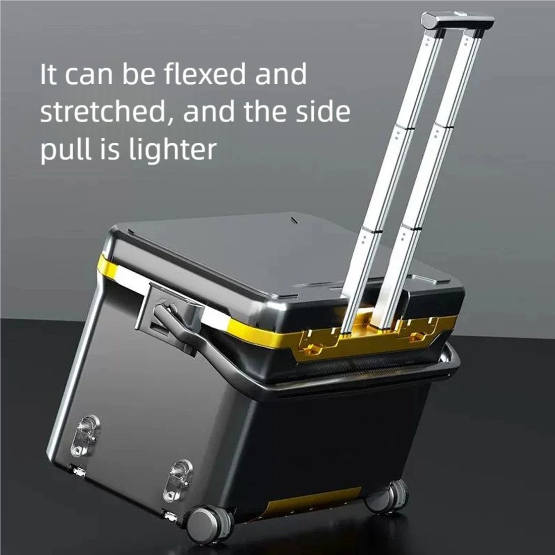 36L Multifunctional Fishing Tackle Box with Wheels and Liftable Legs