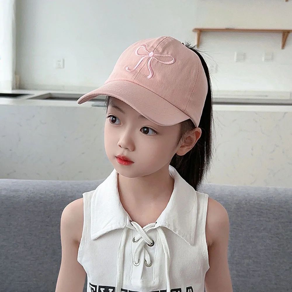 Kids High Ponytail Bowknot Baseball Cap