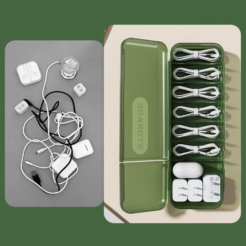 Cord Storage Organizer for Charger, Data Cable, and Travel Case, Reusable Storage Box for Home and Travel