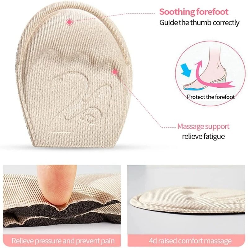 Non Slip Forefoot Pads Half Insole Cushions for Shoes Pain Relief
