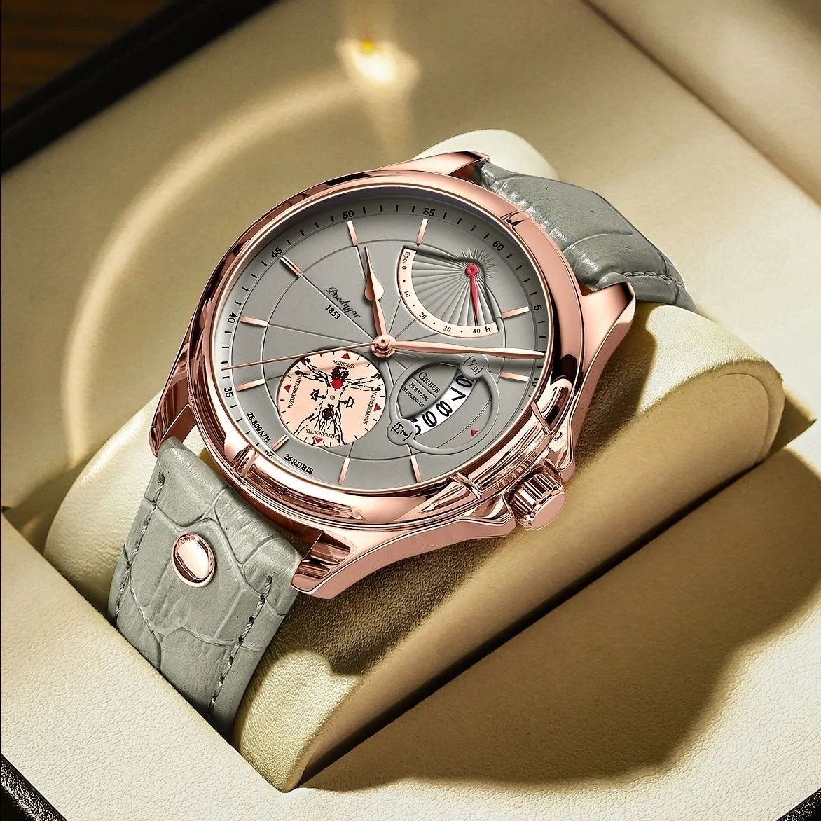 POEDAGAR Luxury Quartz Watch for Men with Leather Strap, Luminous Dial and Waterproof Business Design