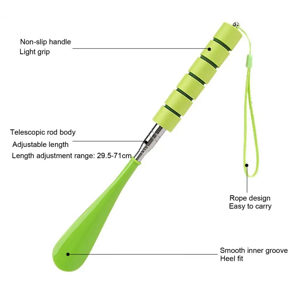 Premium Telescopic Stainless Steel Shoe Horn with Non-Slip Handle