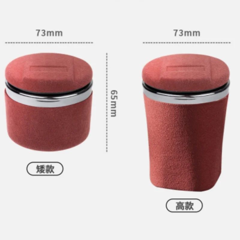 Luxury Suede Leather LED Car Ashtray With Ceramic Liner