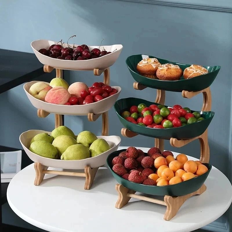 Modern 3-Layer Plastic Fruit Plate – Stylish Snack Dish, Candy Basket, Salad Bowl & Cake Stand for Living Room