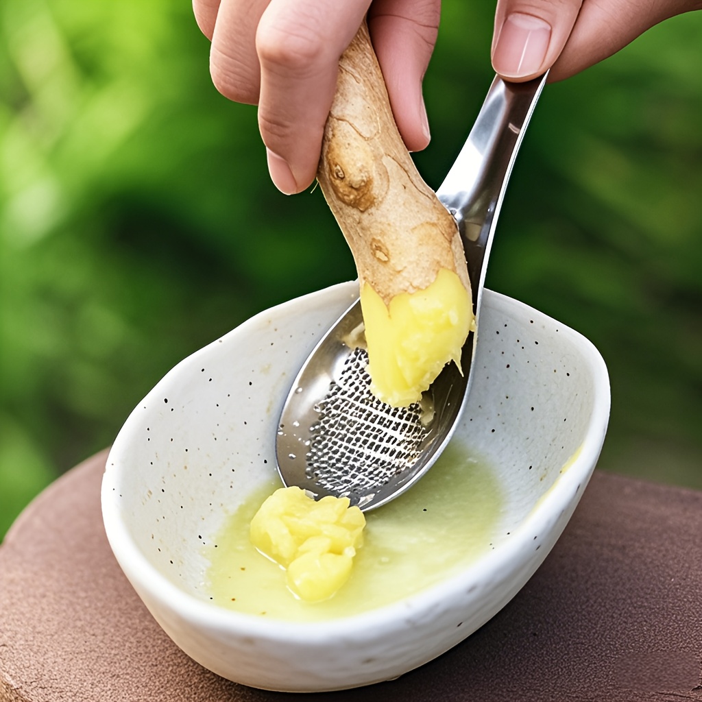 Stainless Steel Grater Spoon for Garlic Ginger Fruits and Vegetables in Kitchen
