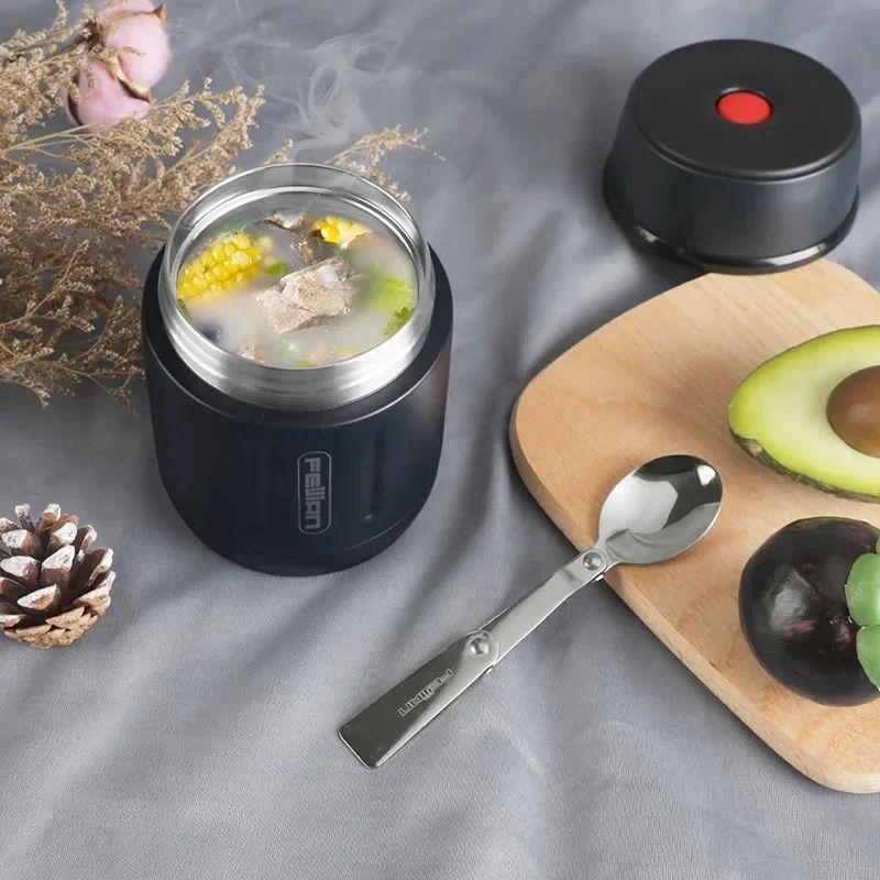 FEIJIAN 500ml Portable Vacuum Insulated Food Jar – Premium 316 Stainless Steel Lunch Box with Spoon