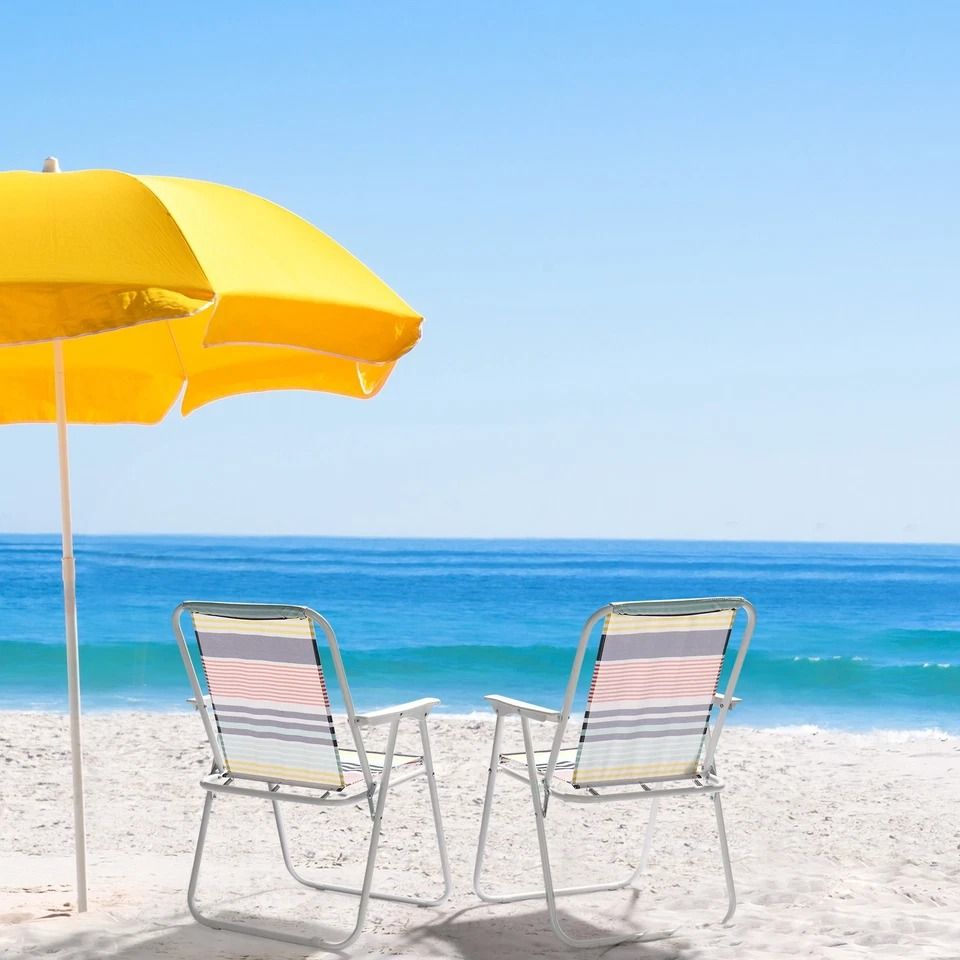 Portable Folding Beach Chair with Colorful Stripes Lightweight & Comfortable for Outdoor Activities