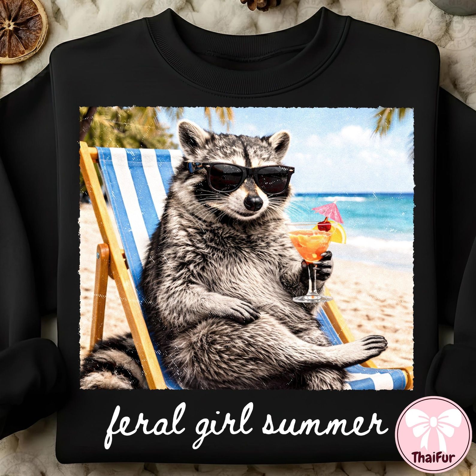 Feral Girl Summer Shirt Funny Raccoon Beach Graphic Tee Summer Vibes Gift