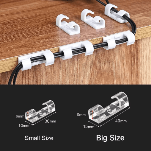 Self-Adhesive Cable Organizer Clips for Desktop and Wall Use