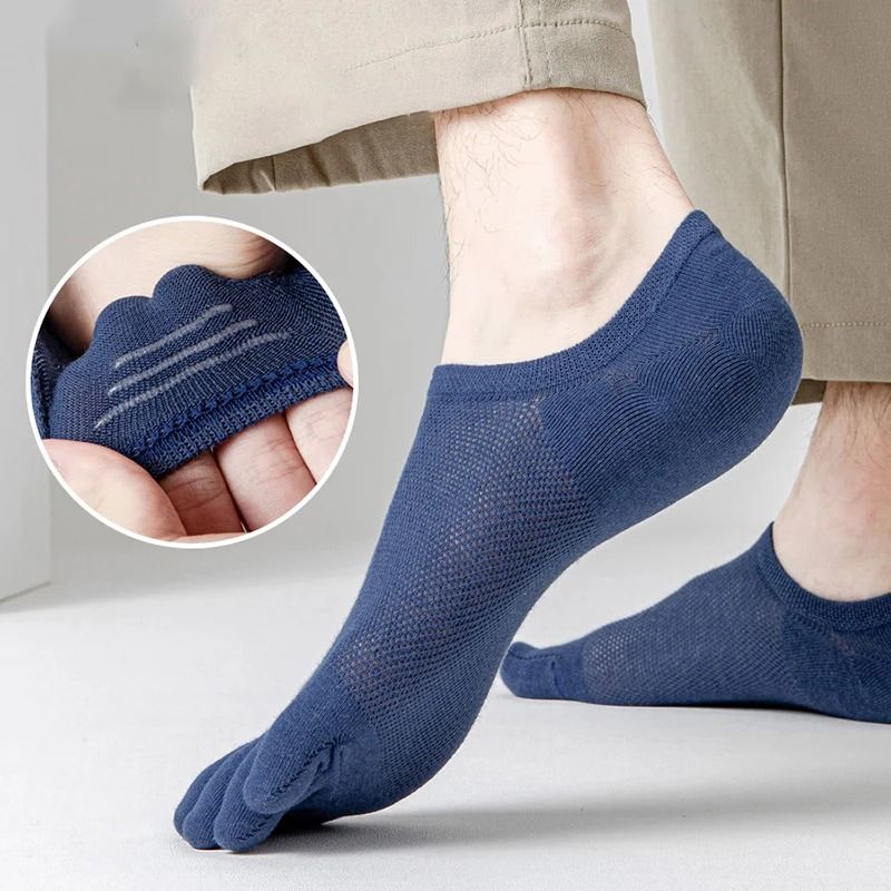 3 Pairs Mens Breathable Toe Socks Casual Finger Boat Socks
