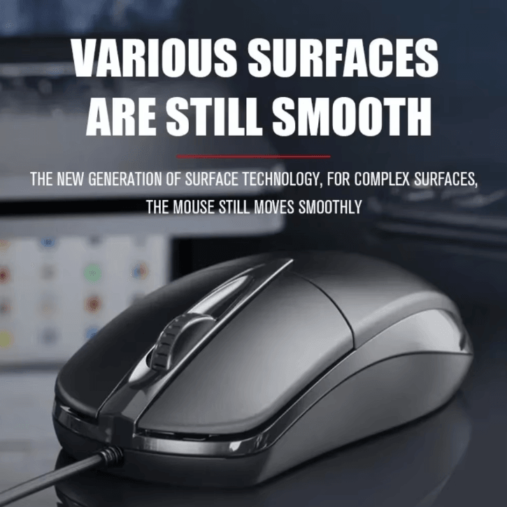 ProGlide 1200DPI USB Optical Wired Mouse – Anti-Slip Roller for PC & Laptop