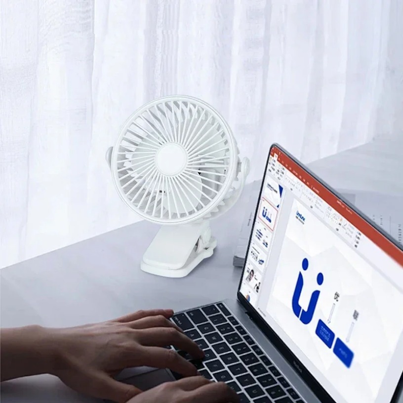 Portable USB Rechargeable Clip-on Desk Fan with Night Light Ideal for Home Outdoors