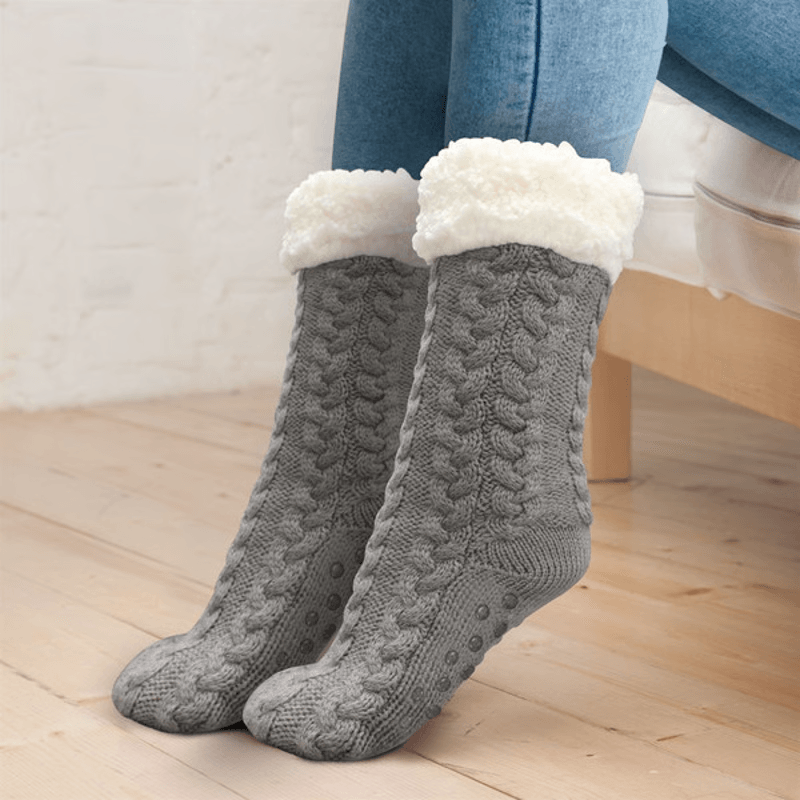 Sherpa Lined Slipper Socks – Warm, Cozy Comfort for Winter | Perfect Gift