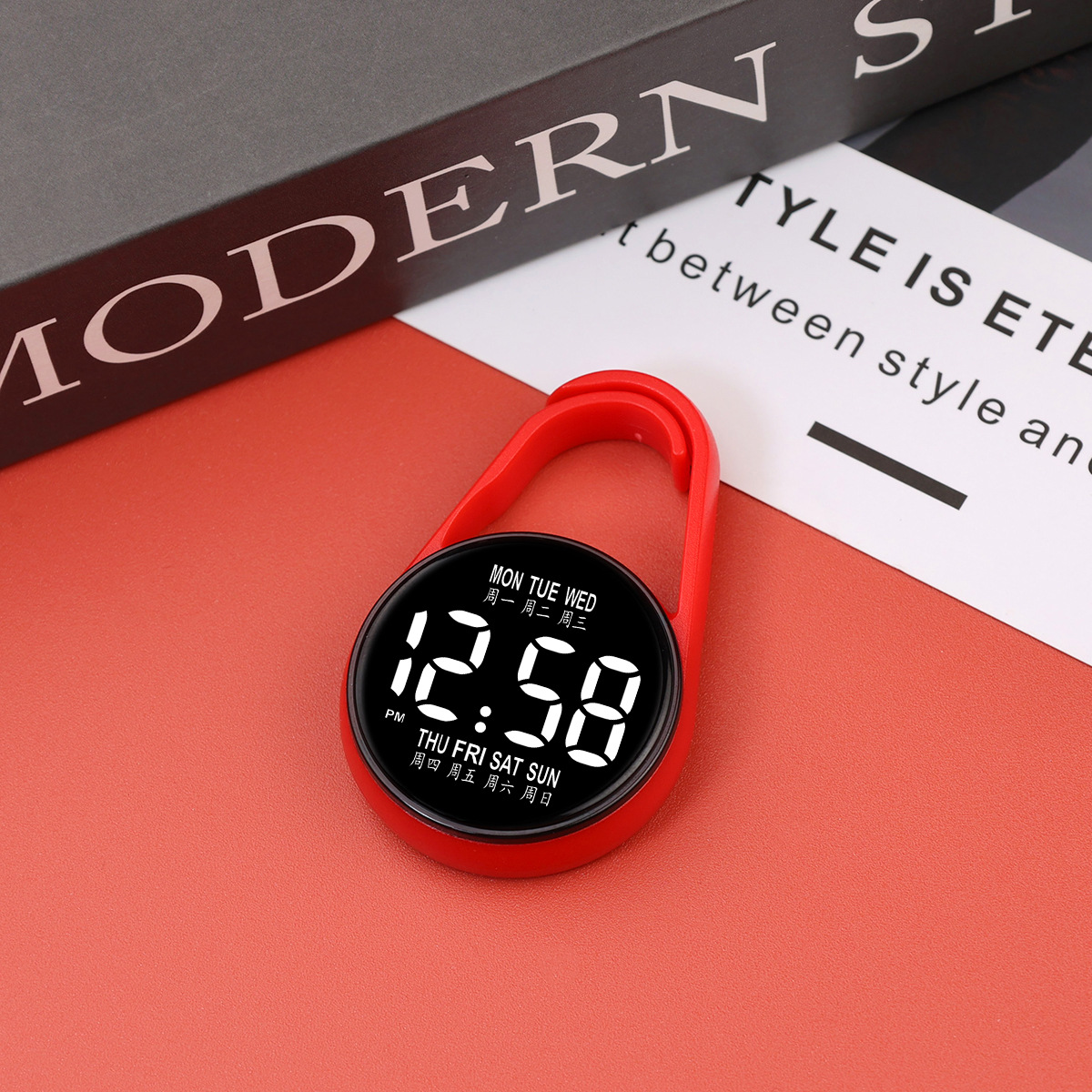 Digital LED Electronic Hanging Watch Night Light Pocket Watch