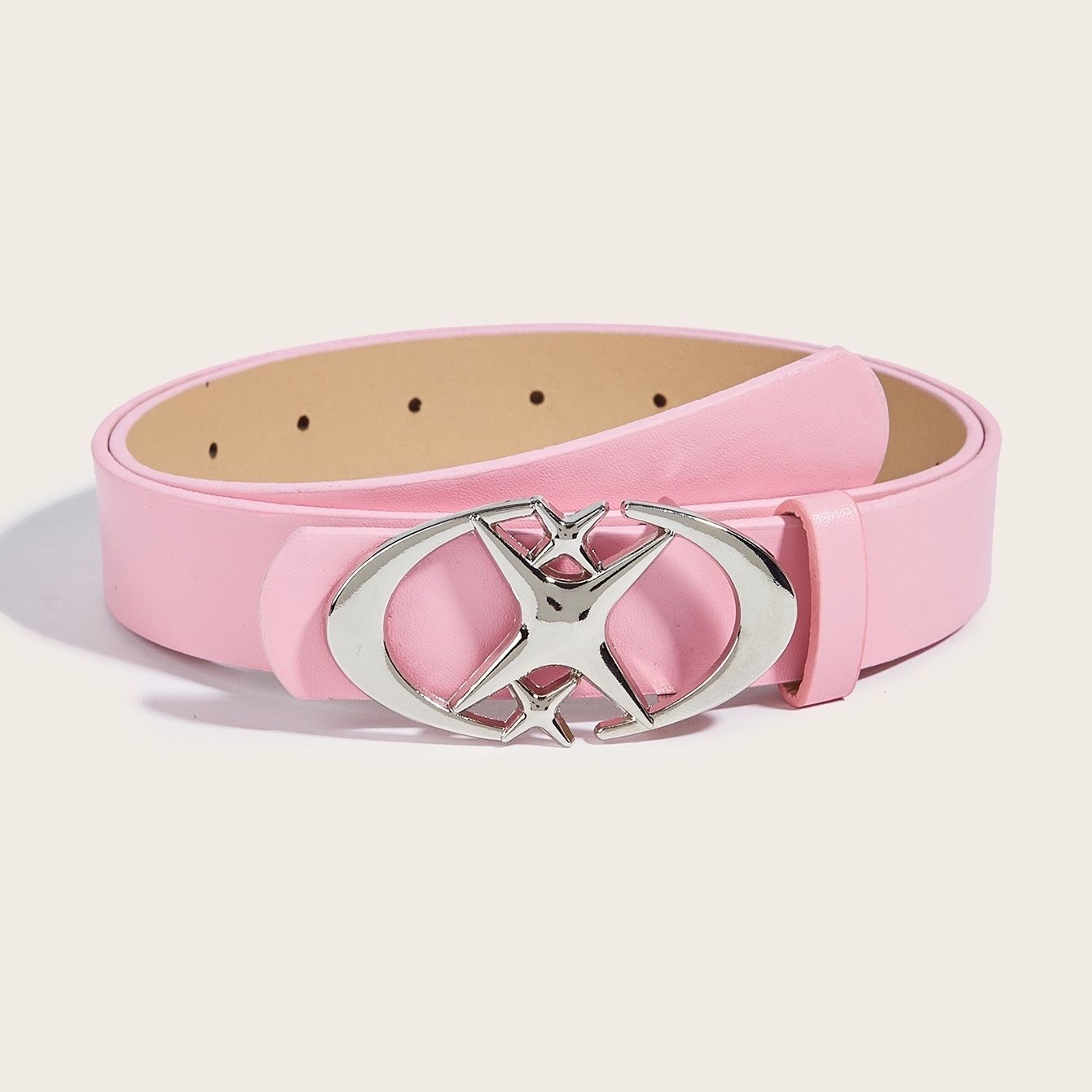 Stylish Oval Cross Metal Buckle Belt, Durable Simple Design, Universally Compatible Unisex Gift