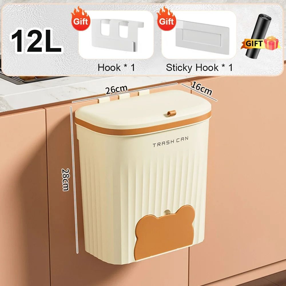 Wall Mounted Kitchen Trash Can with Lid