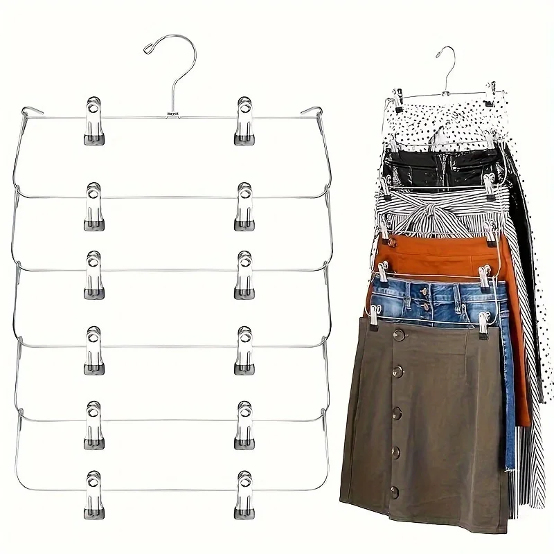Durable Space-Saving Metal Pants Hanger Black Multi-Layer Storage For Skirts And Trousers