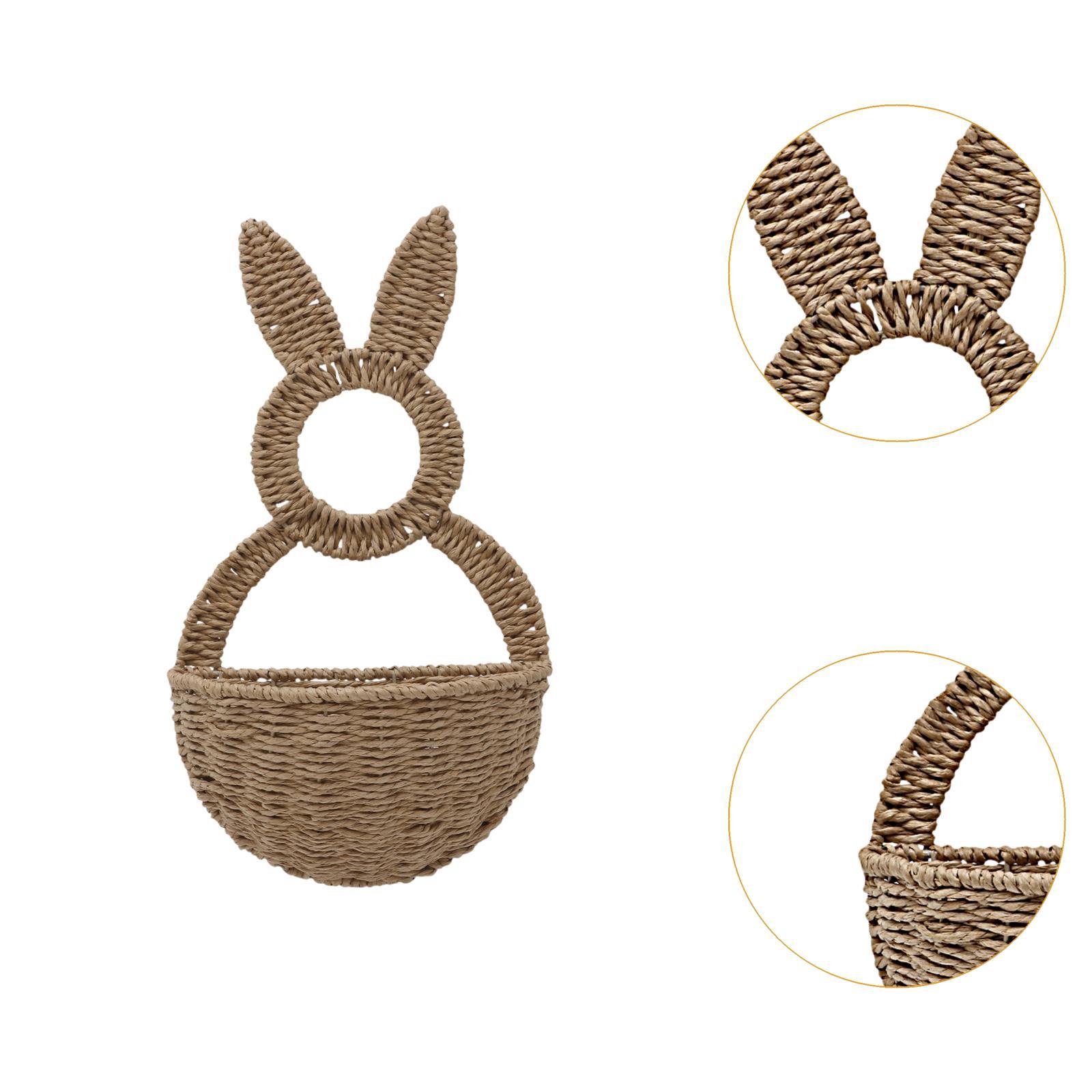 Handwoven Bunny Basket for Easter Door Hanger & Flower Pot Holder Charming Festival Decor