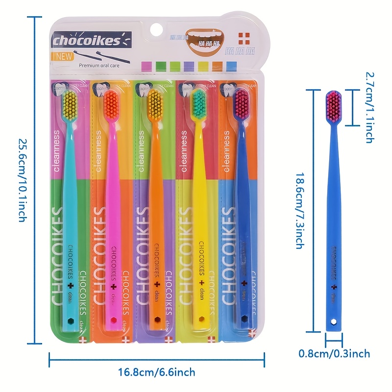 Chocolate Swiss Soft Nylon Bristle Toothbrush Set, Ergonomic Handle, Travel and Hotel Essential