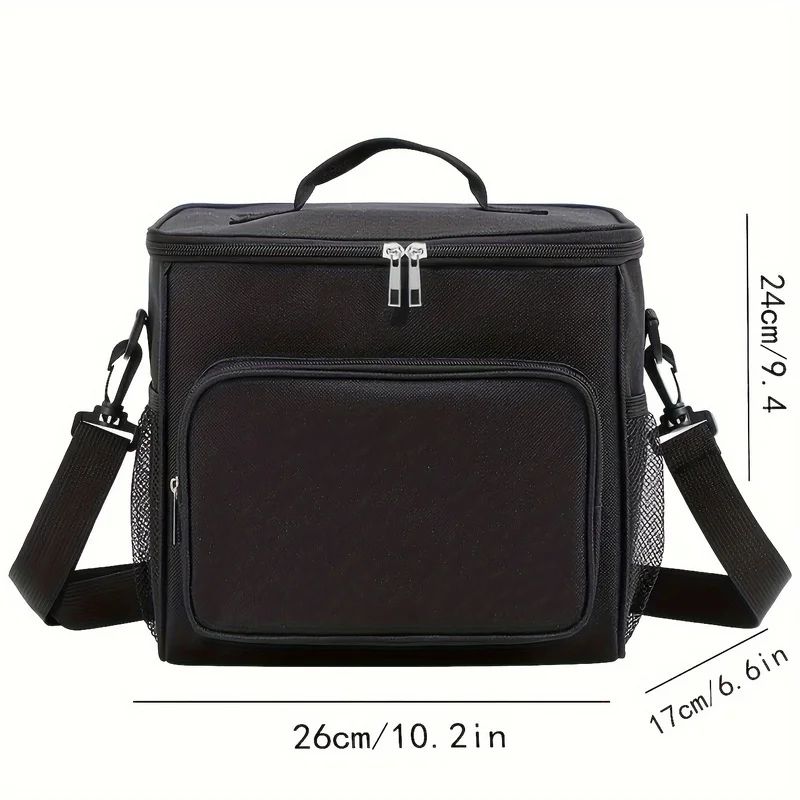 Large Capacity Insulated Tote Lunch Bag with Crossbody Strap – Aluminum Foil Thermal Picnic Cooler Bag for Food Delivery