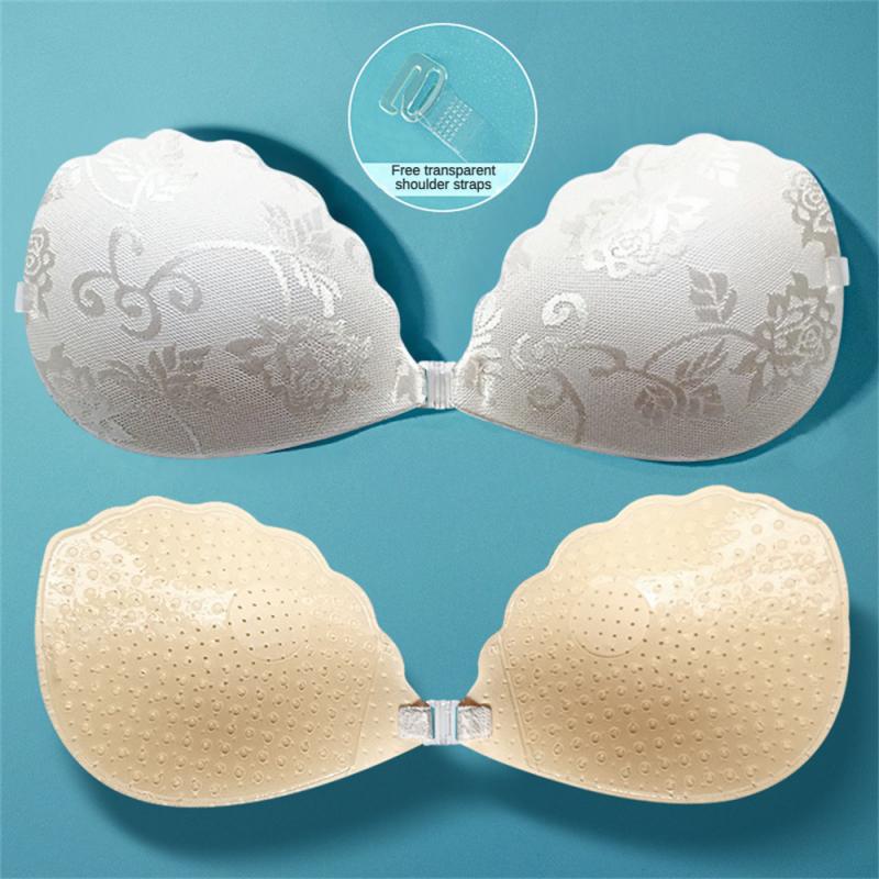 Womens Bra Invisible Push Up Bra, Reusable Silicone Backless Strapless Bra, Seamless Front Closure, Sticky Self-Adhesive