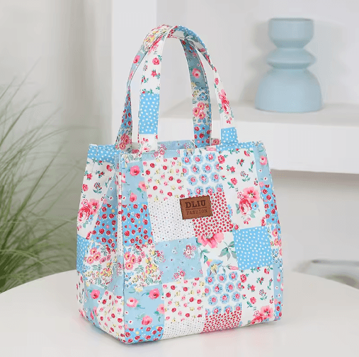 Floral Insulated Lunch Bag Zipper Lunch Tote with Aluminum Foil Interior for Work & Daily Use
