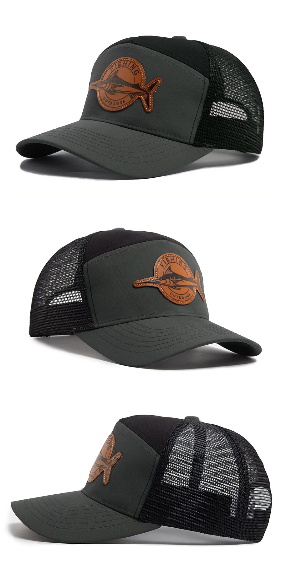 Shark Leather Label 7 Panel Mesh Trucker Cap