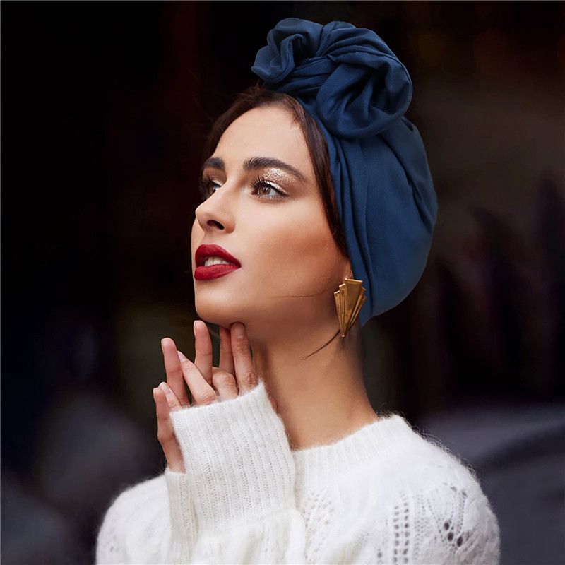 Elegant Turban Hat for Women, Vintage Bandana Headband & Hair Cover Cap Ladies Head Wraps & Muslim Headscarf