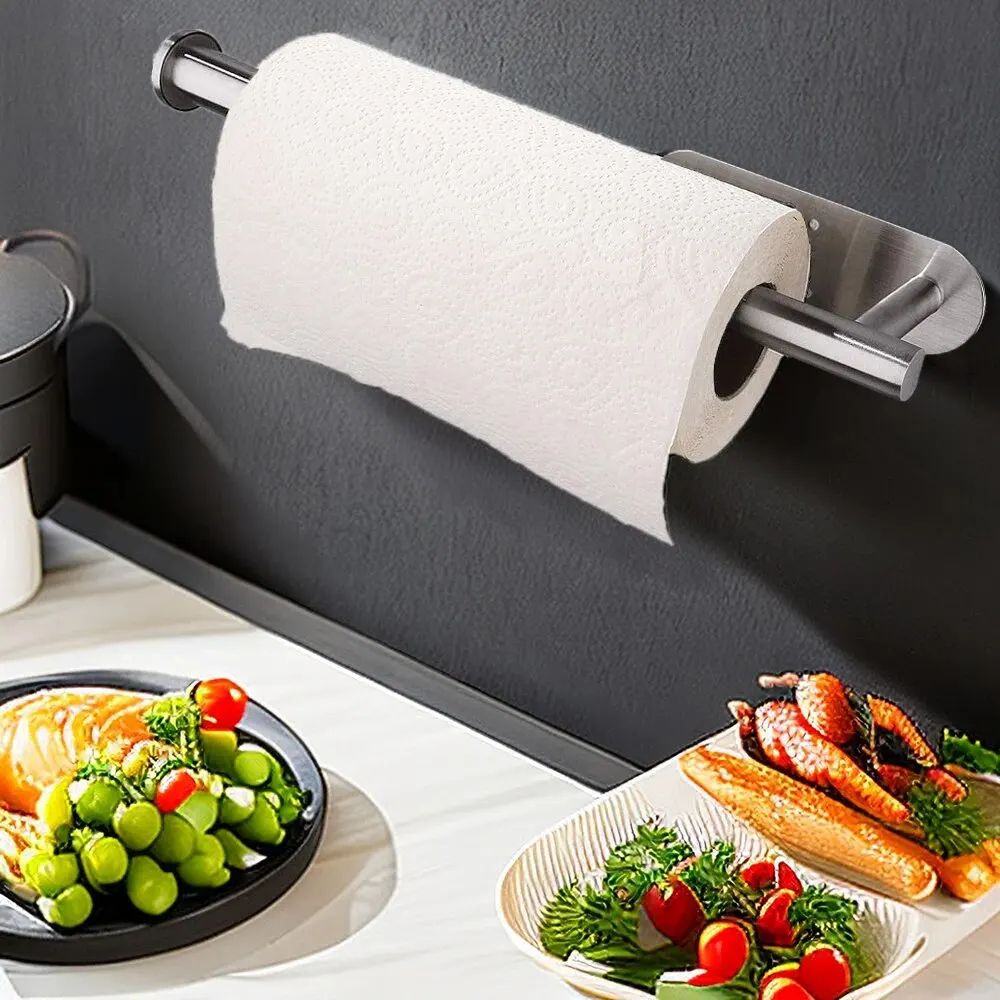 Adhesive Under Cabinet Paper Towel Holder – Wall Mounted Kitchen & Bathroom Tissue Rack