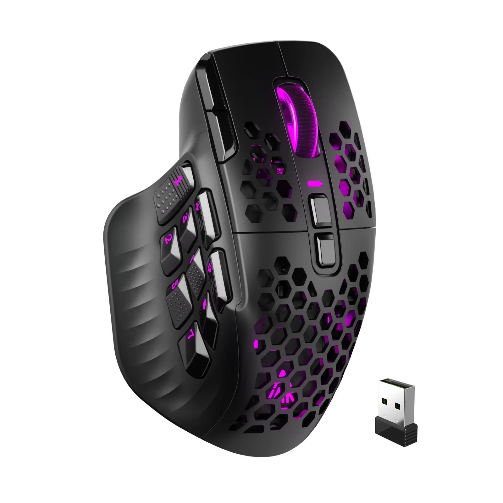 SOLAKAKA SM809 Pro Wireless MMO Gaming Mouse PAW3311 with 16 Programmable Buttons