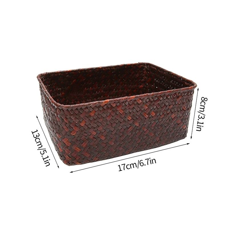 Woven Seagrass Rectangular Storage Basket for Home Organization