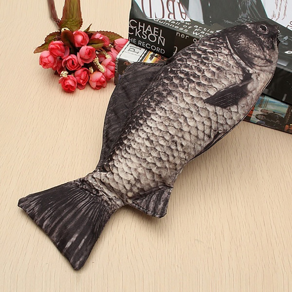 Realistic Fish Pencil Case Cute Carp Makeup and Pencil Pouch Organizer
