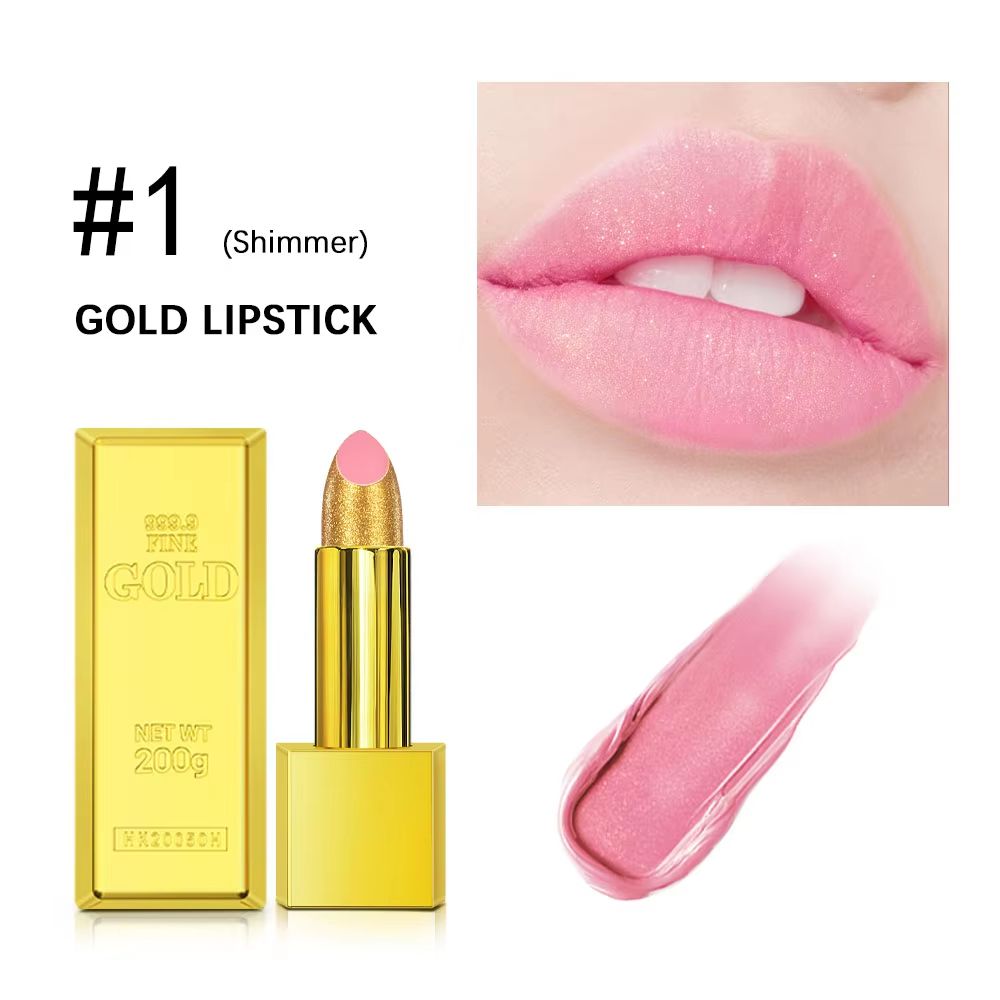 GoldenGlam Metallic Gold Lipstick – Waterproof Shimmer Gold Lipstick with Long Lasting Glitter Finish (3.5g)