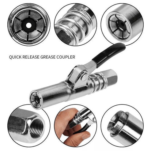 Grease Gun Coupler High Pressure Nozzles, Quick Release Lock Oil Injection, Durable & Easy to Use