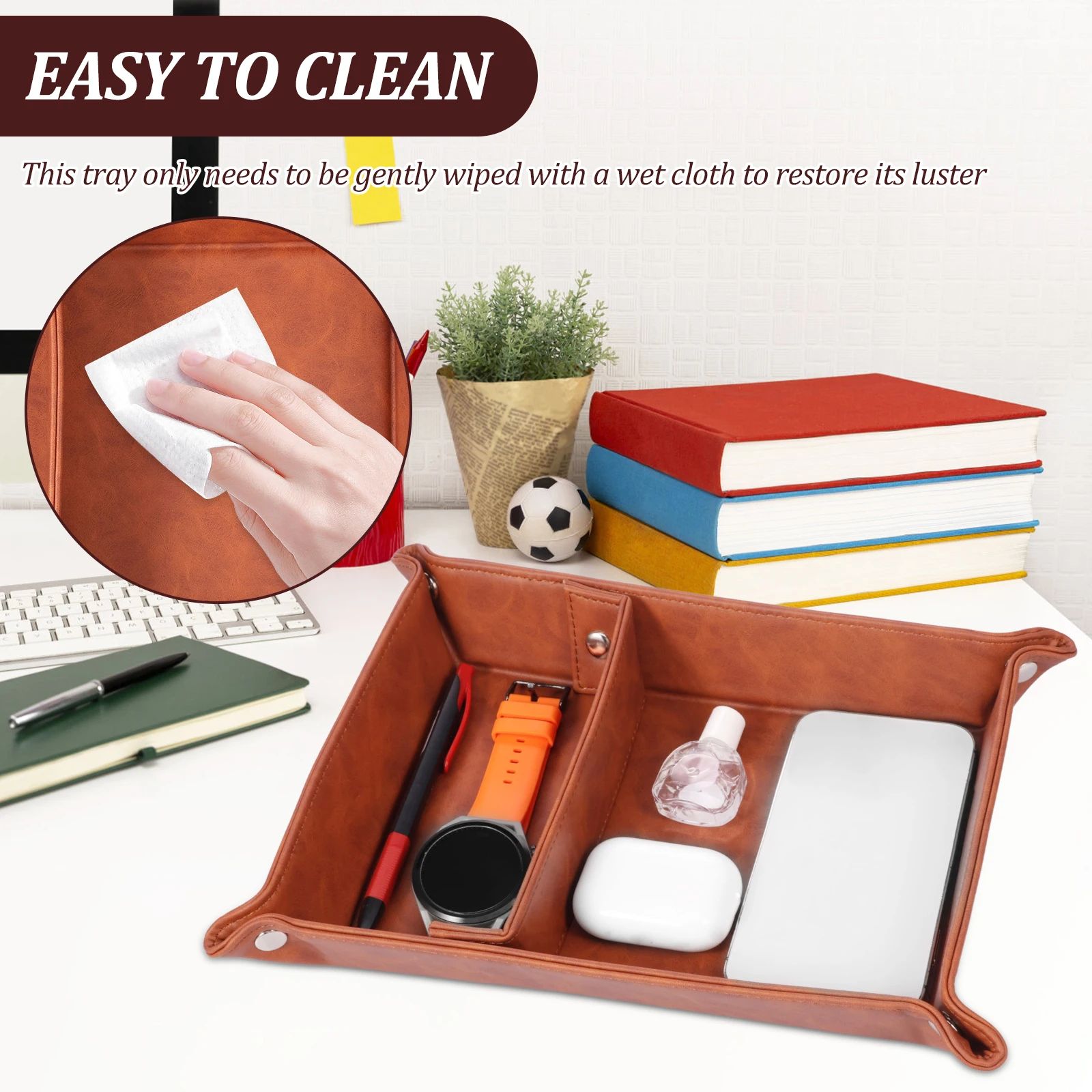 PU Leather Folding Valet Tray