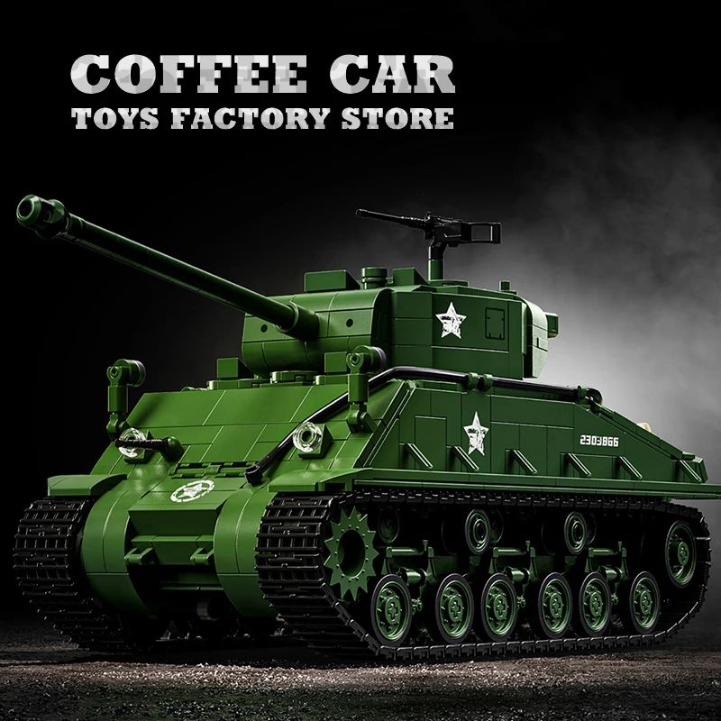 WWII US Army M4 Tank Building Blocks Set Military Model Puzzle Toy