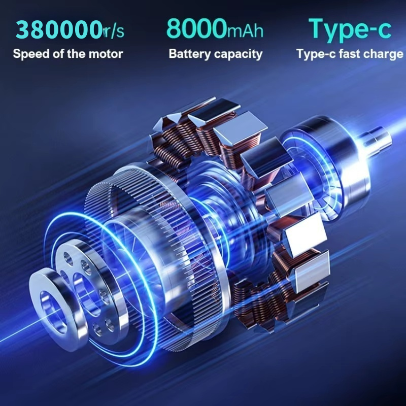 380000RPM Turbo Fan, Powerful Air Blower Portable Wireless Dust Cleaner with Type-C Charging Brushless Jet Blower