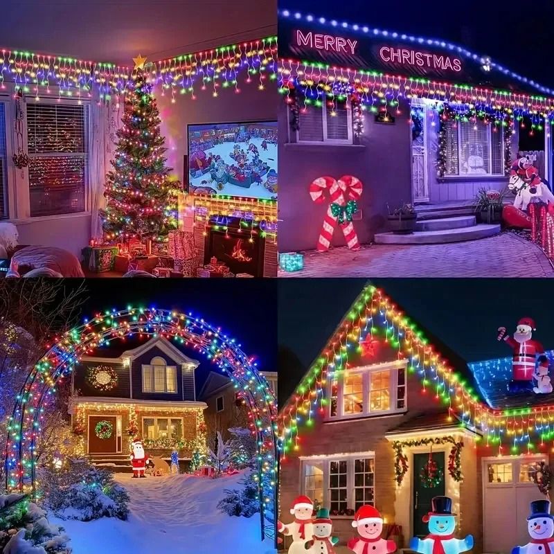 Solar Cascade Icicle Holiday Lights