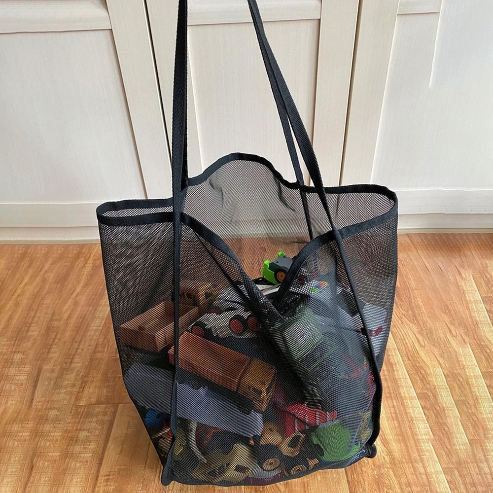 New Fashion INS Style Mesh Shoulder Bag, Transparent Lightweight Handbag, Large Capacity Portable Beach Mesh Shopping