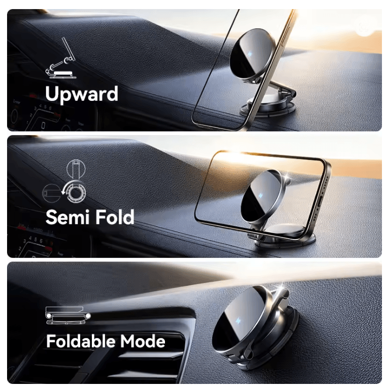 Joyroom Magnetic Car Phone Holder with 15W Wireless Fast Charger and 360 Degree Foldable Mount