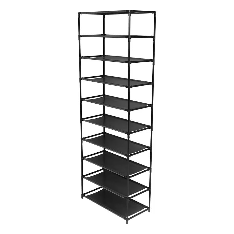 10-Tier Stackable Shoe Rack with Stainless Steel Frame for 50 Pairs