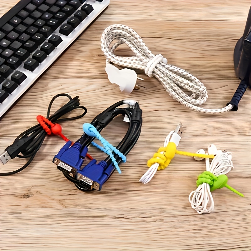 Silicone Cable Organizer Storage Tie, Reusable Wire Management Zipper Tie, Multi-Functional Organizer Clip for Cables